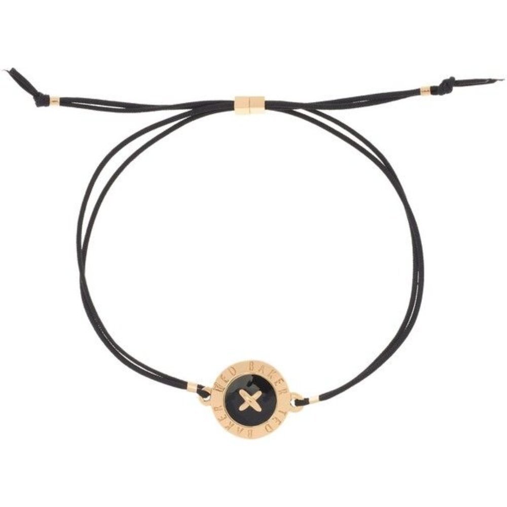 Ted Baker BLACK Gold Cord Button Bracelet